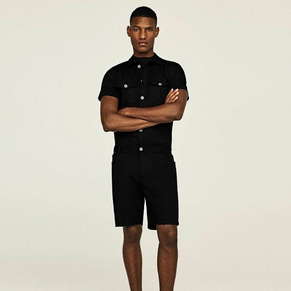 ZARA MENS BLACK ROMPER ONESIE NEW WITH TAGS SMALL